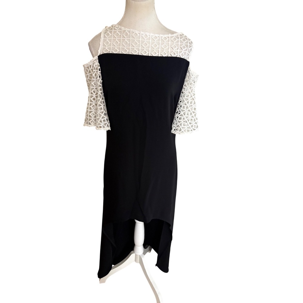 ANNE FONTAINE Black High Low Cassidy Dress Size‎ 38 US 4-6 Cut Out Wedding